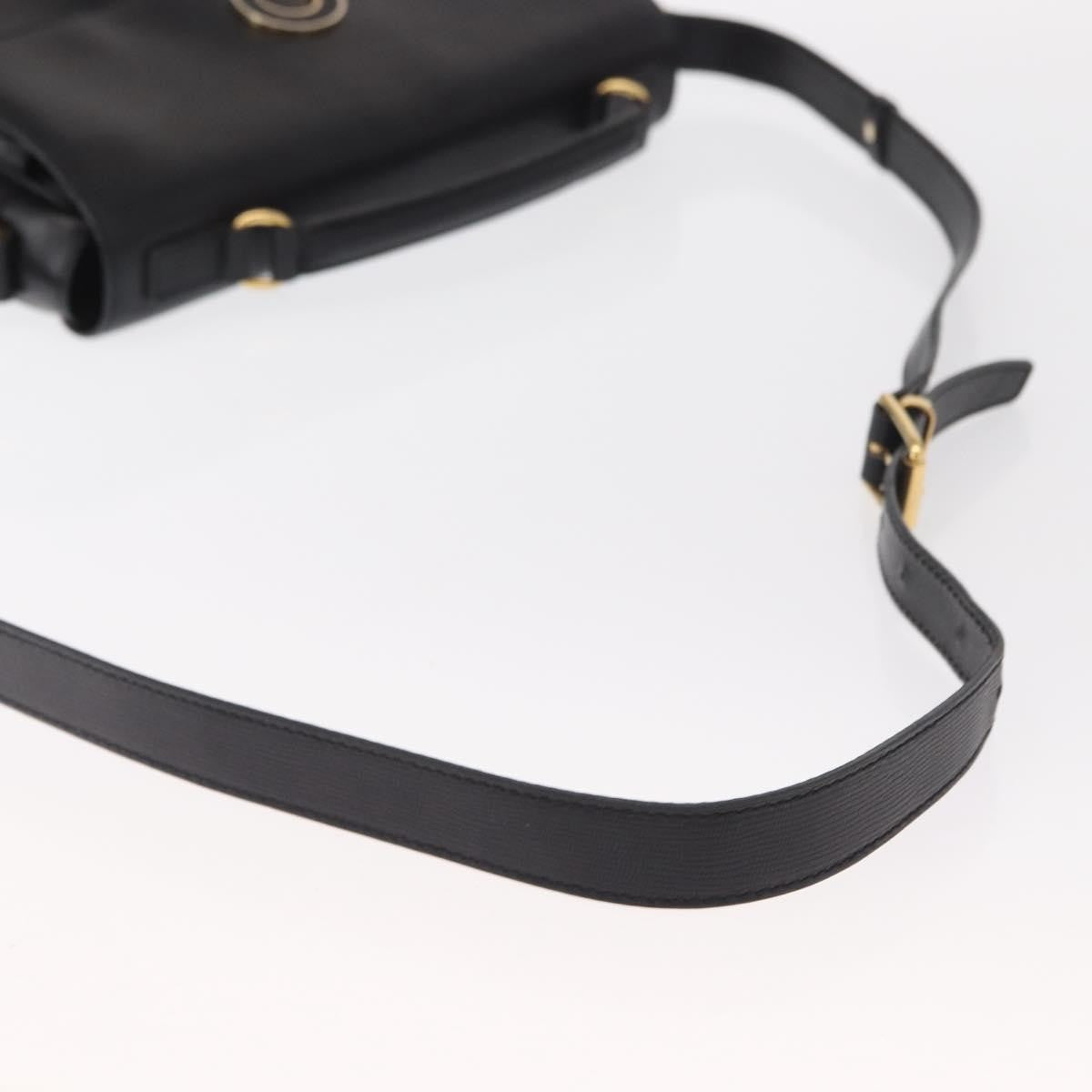 Celine Circle Logo Shoulder Bag Leather, BLACK, LEATHER, Shoulder bag