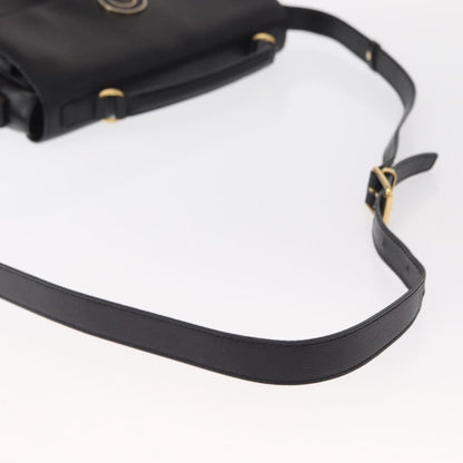 Celine Circle Logo Shoulder Bag Leather, BLACK, LEATHER, Shoulder bag