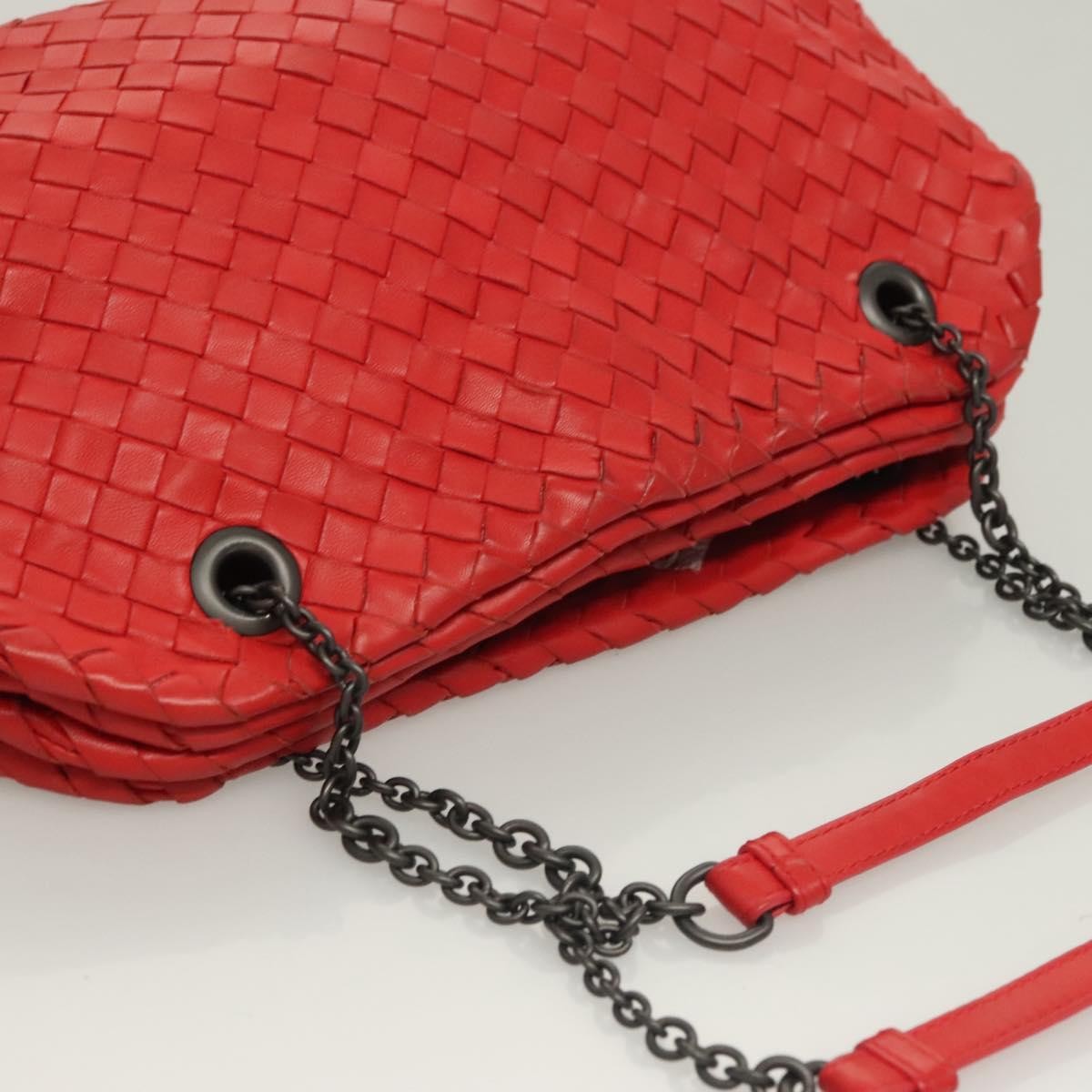 Bottega Veneta Intrecciato Leather, RED, LEATHER, Shoulder bag