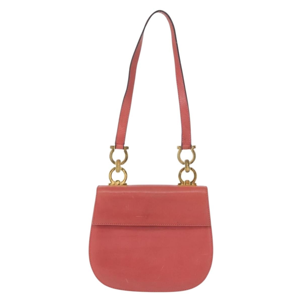 Salvatore Ferragamo Gancini Shoulder Bag Leather, PINK, LEATHER, Shoulder bag