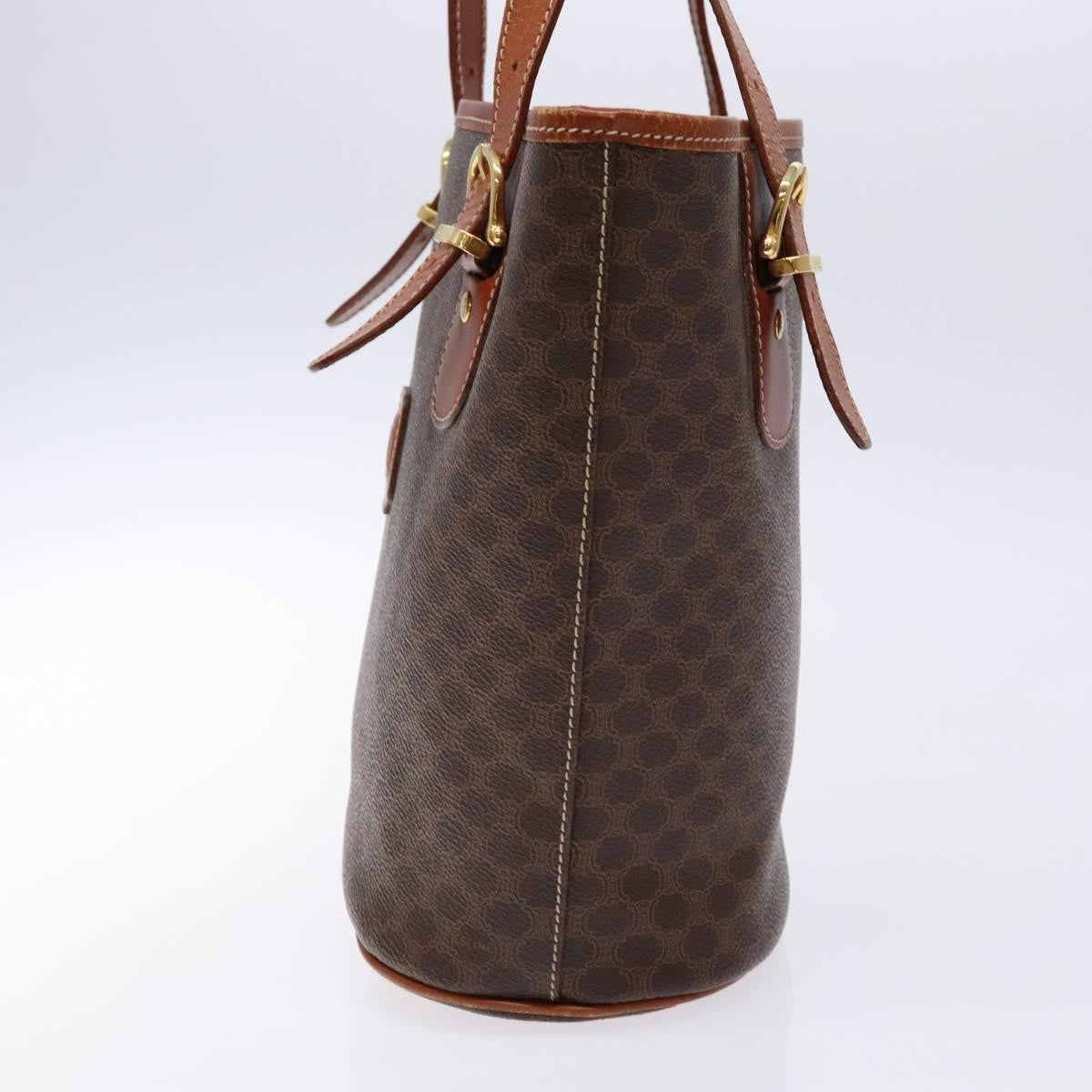 Celine Vintage Macadam Shopper Tote Coated Canvas, BROWN, CANVAS, Tote bag