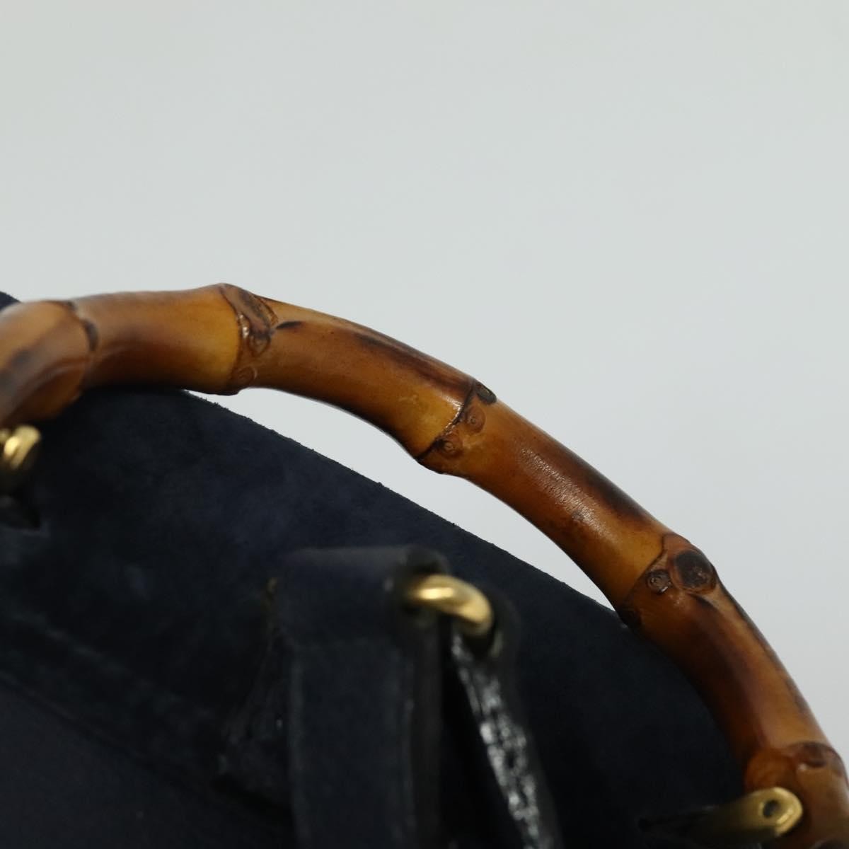 Gucci Gucci bamboo backpack daim, NAVY, SUEDE, Backpack