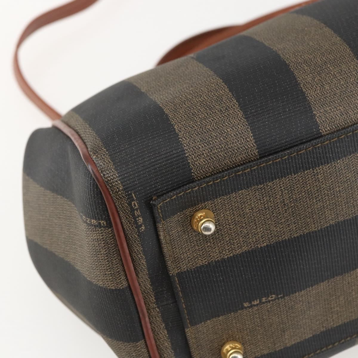 Fendi Vintage Pequin Convertible Boston Bag Coated Canvas, BLACK, PVC, Handbag