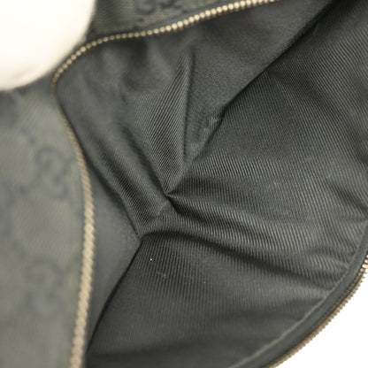 Gucci Vintage Double Belt Bag GG Canvas with Leather, BLACK, CANVAS, Shoulder bag