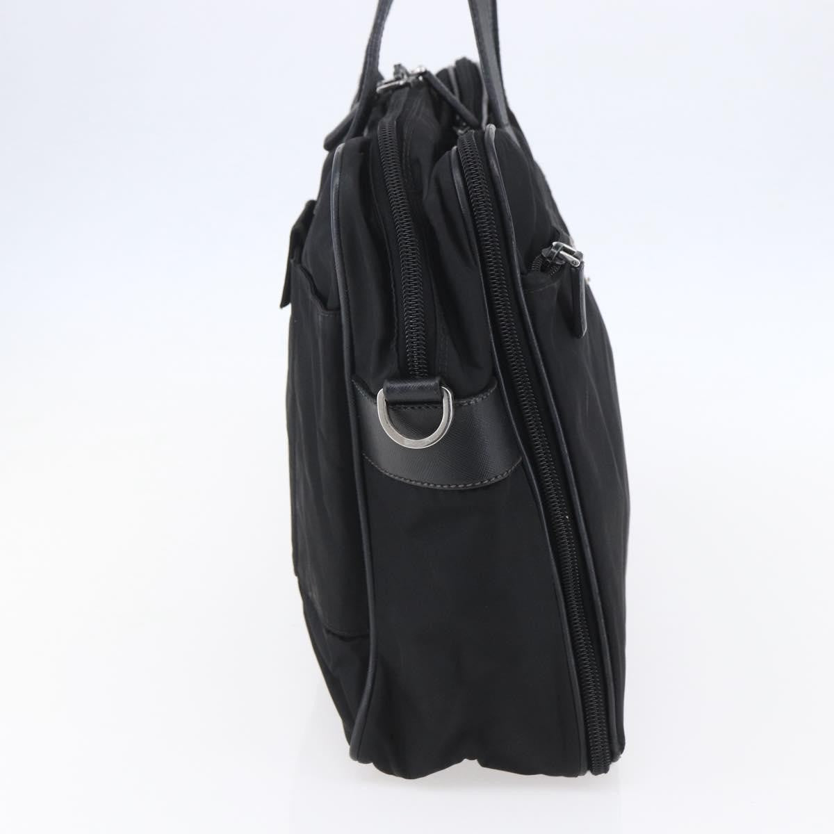 Prada Convertible Front Zip Briefcase Tessuto with Saffiano Leather, BLACK, NYLON, Briefcase