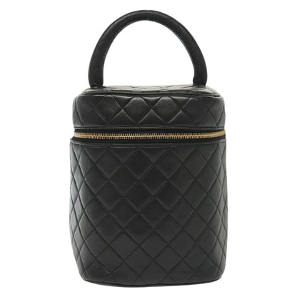 Chanel Vintage Cosmetic Case Quilted Lambskin, BLACK, LEATHER, Clutche & pouche