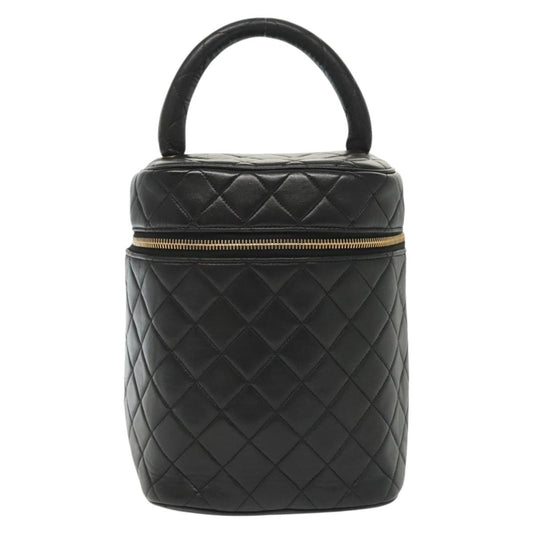 Chanel Vintage Cosmetic Case Quilted Lambskin, BLACK, LEATHER, Clutche & pouche
