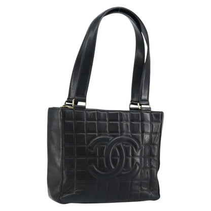 Chanel Chocolate Bar CC Tote Quilted Leather, BLACK, LEATHER, Tote bag