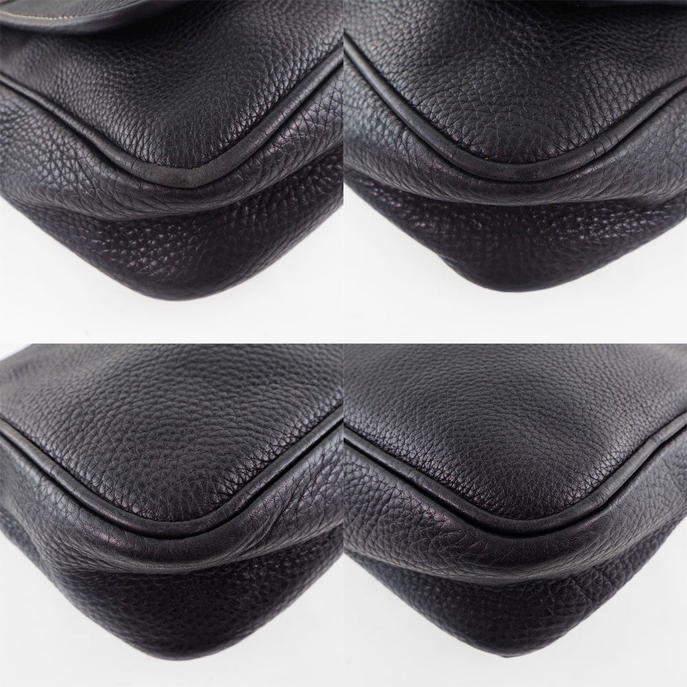 Celine Vintage Shoulder Bag Leather, BLACK, CALFSKIN, Shoulder bag