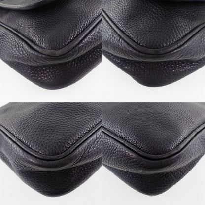 Celine Vintage Shoulder Bag Leather, BLACK, CALFSKIN, Shoulder bag