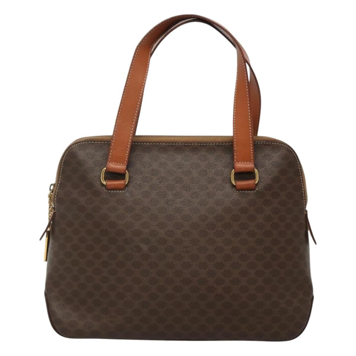Celine Vintage Macadam Handbag Canvas and Leather, BROWN, CANVAS, Handbag