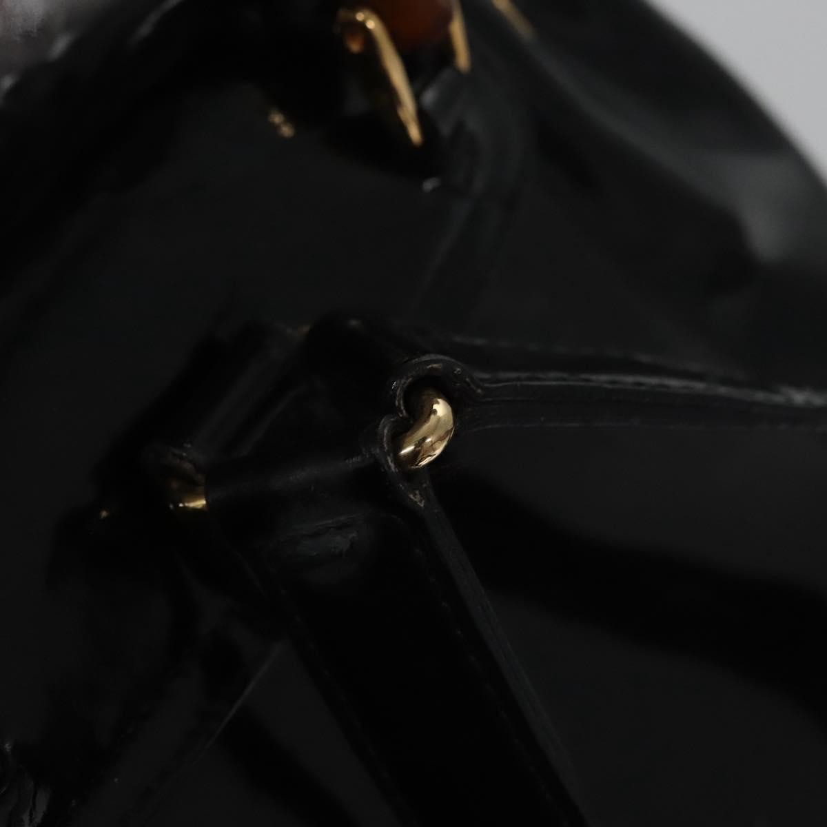 Gucci Vintage Bamboo Backpack Patent, Black, Patent Leather, Backpack