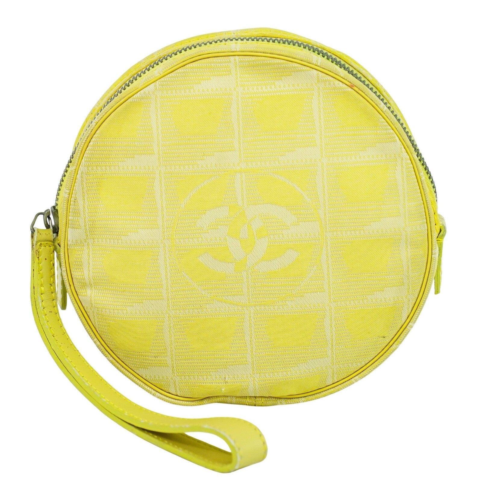 Chanel Travel Line Round Wristlet Nylon, YELLOW, CANVAS, Travel bag