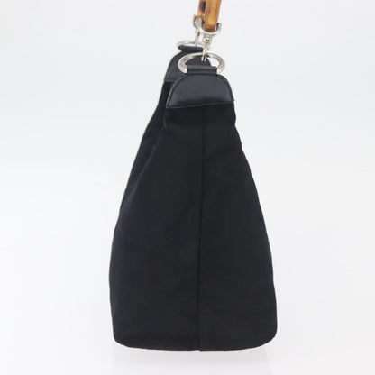Gucci Vintage Bamboo Hobo Nylon, Navy, Nylon, Shoulder Bag