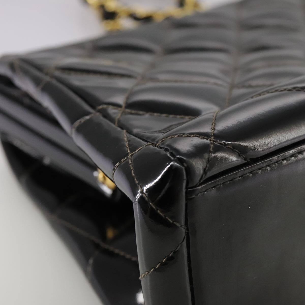 Chanel Vintage Chain Frame Bag Quilted Patent, BLACK, PATENT_LEATHER, Handbag