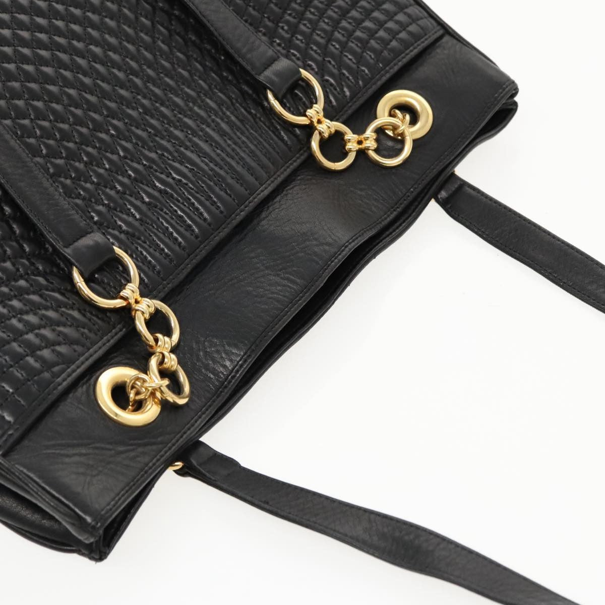 Bally Vintage Tote Bag Quilted Leather, Black, Leather, Shoulder Bag