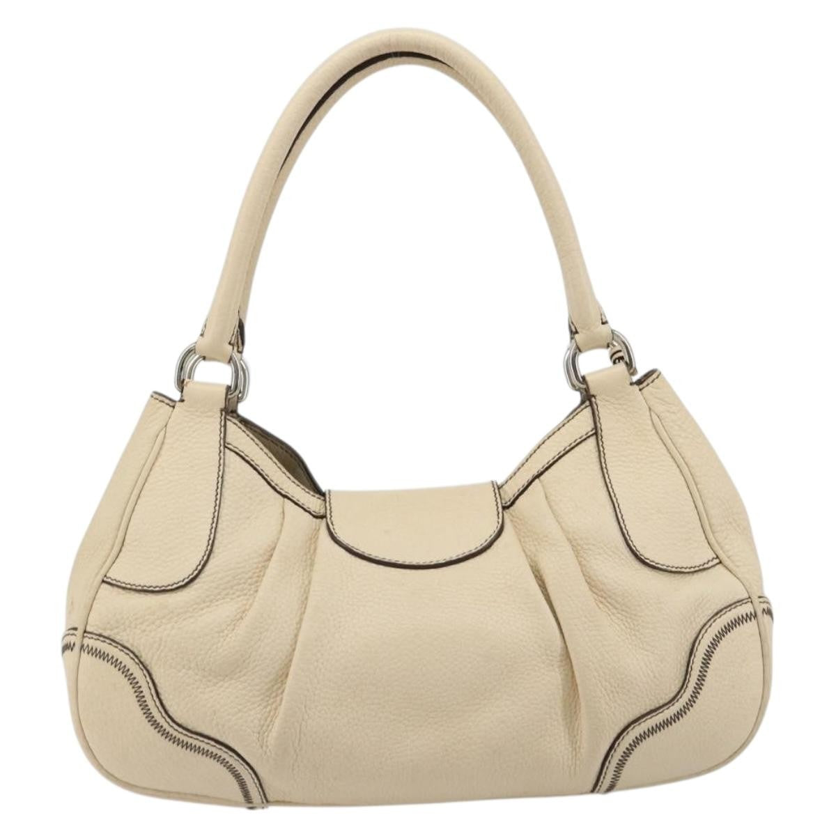 Prada Vintage Handbag Leather, White, Leather, Handbag