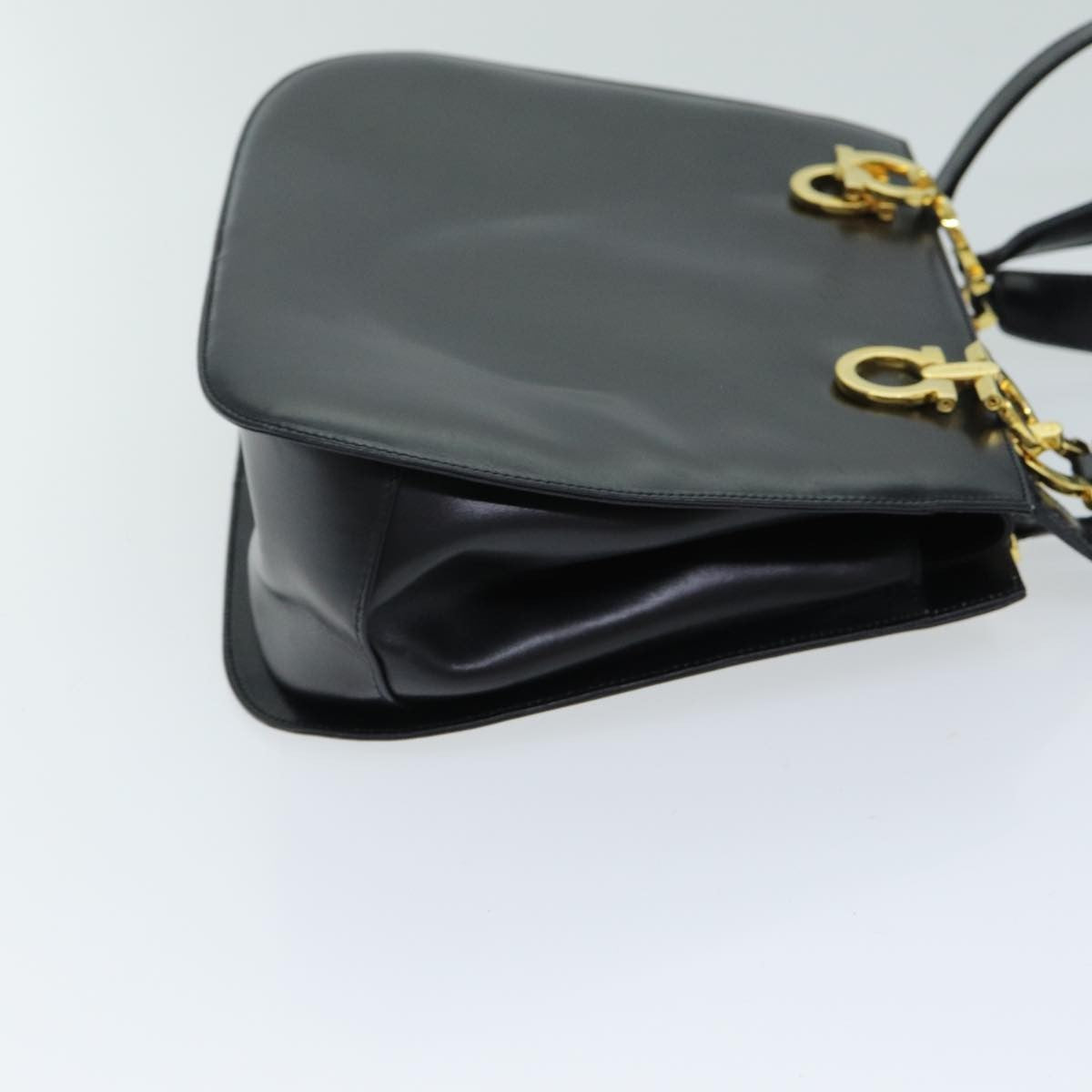 Salvatore Ferragamo Gancini handbag Leather, BLACK, LEATHER, Handbag