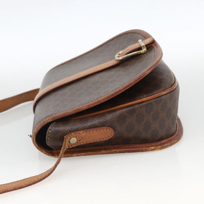 Celine Vintage Macadam Shoulder Bag Canvas and Leather, Brown, Canvas, Shoulder Bag
