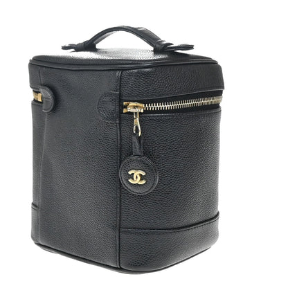 Chanel Vintage Timeless Cosmetic Case Caviar, BLACK, LEATHER, Clutche & pouche