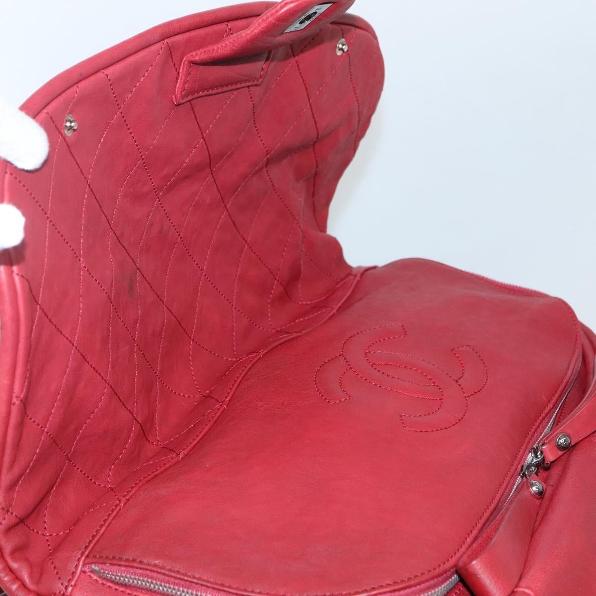 Chanel Vintage CC Turnlock Satchel Leather, RED, LEATHER, Travel bag