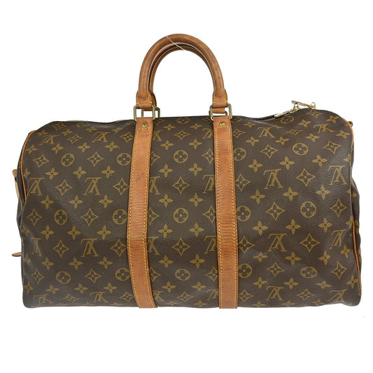 Louis Vuitton Keepall Bandouliere Bag Monogram Canvas, BROWN, CANVAS, Travel bag