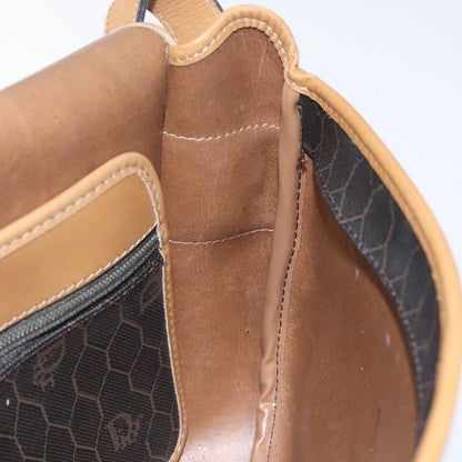 Christian Dior Vintage Honeycomb Flap Crossbody Bag Coated Canvas, BLACK, CANVAS, Crossbody bag