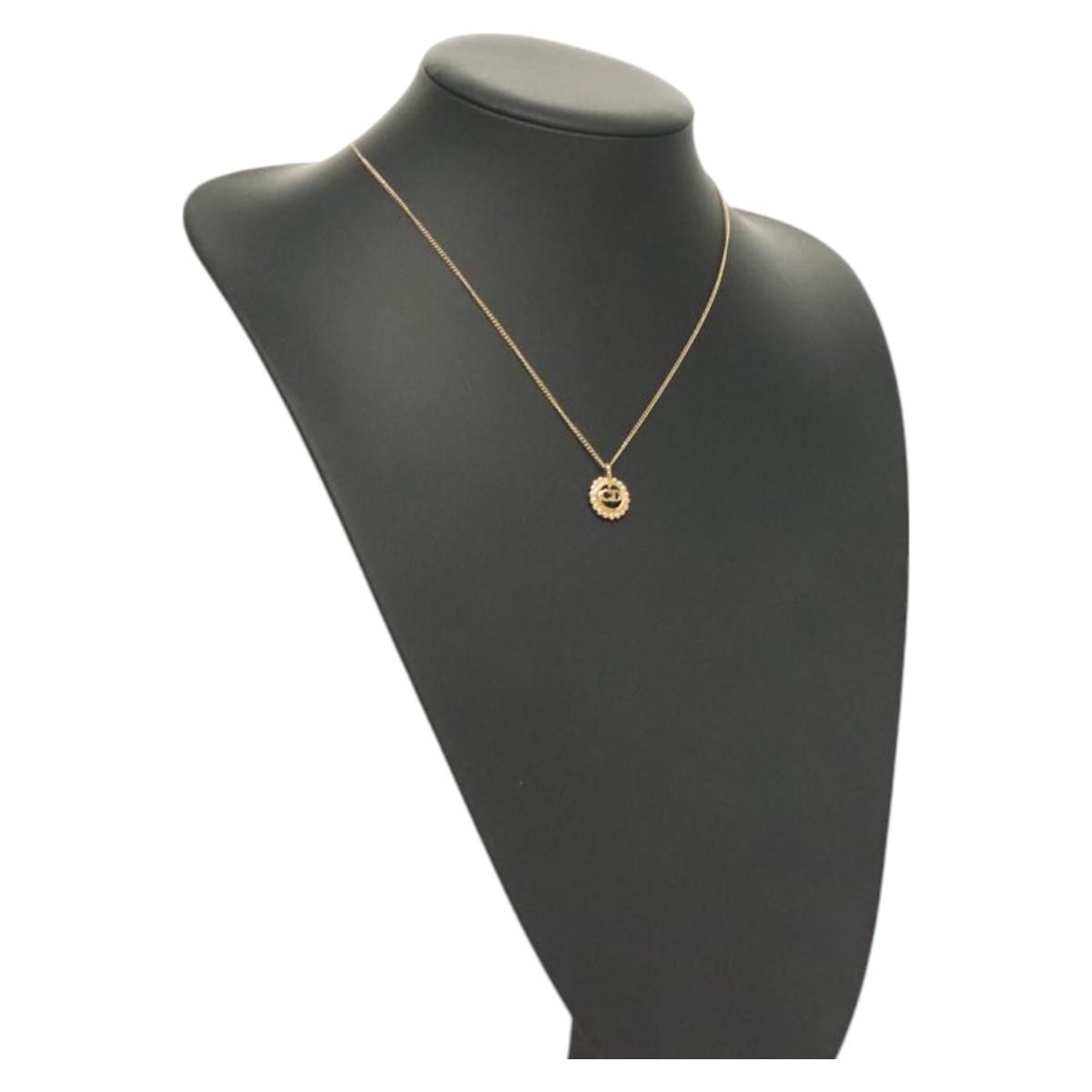 Christian Dior CD Round Pendant Necklace Metal, GOLD, METAL, Necklace