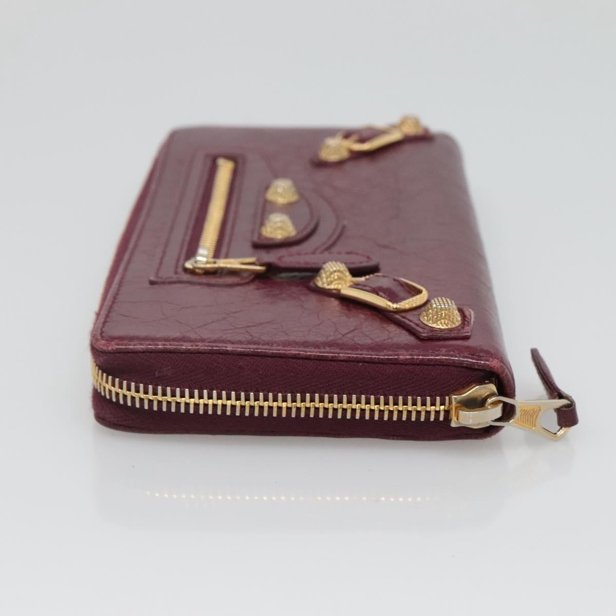 Balenciaga Classic Continental Zip Around Wallet Leather, PURPLE, LEATHER, Wallets