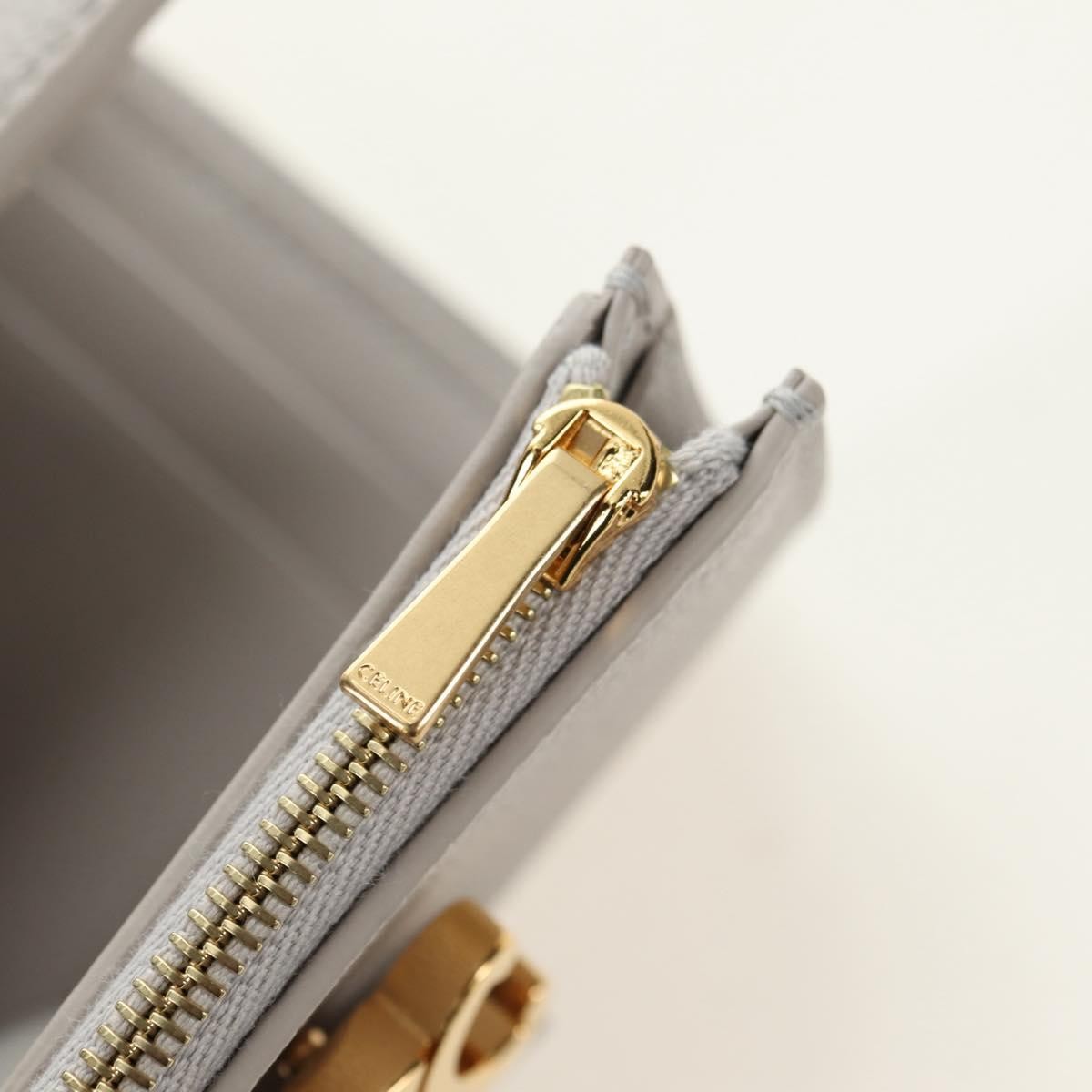 Celine Triomphe Trifold Wallet Leather, Beige, Leather, Wallet
