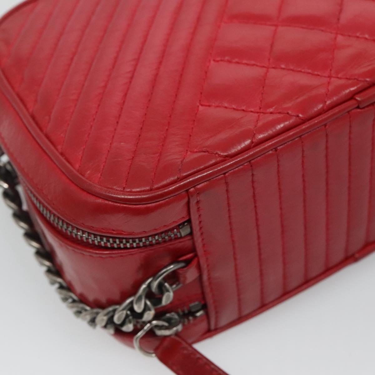 Chanel Coco Boy Camera Bag Quilted Leather, RED, LEATHER, Crossbody bag