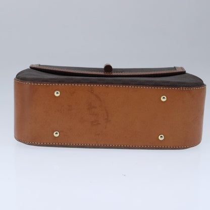 Celine Vintage Convertible Top Handle Bag Macadam Coated Canvas, Brown, Canvas, Handbag