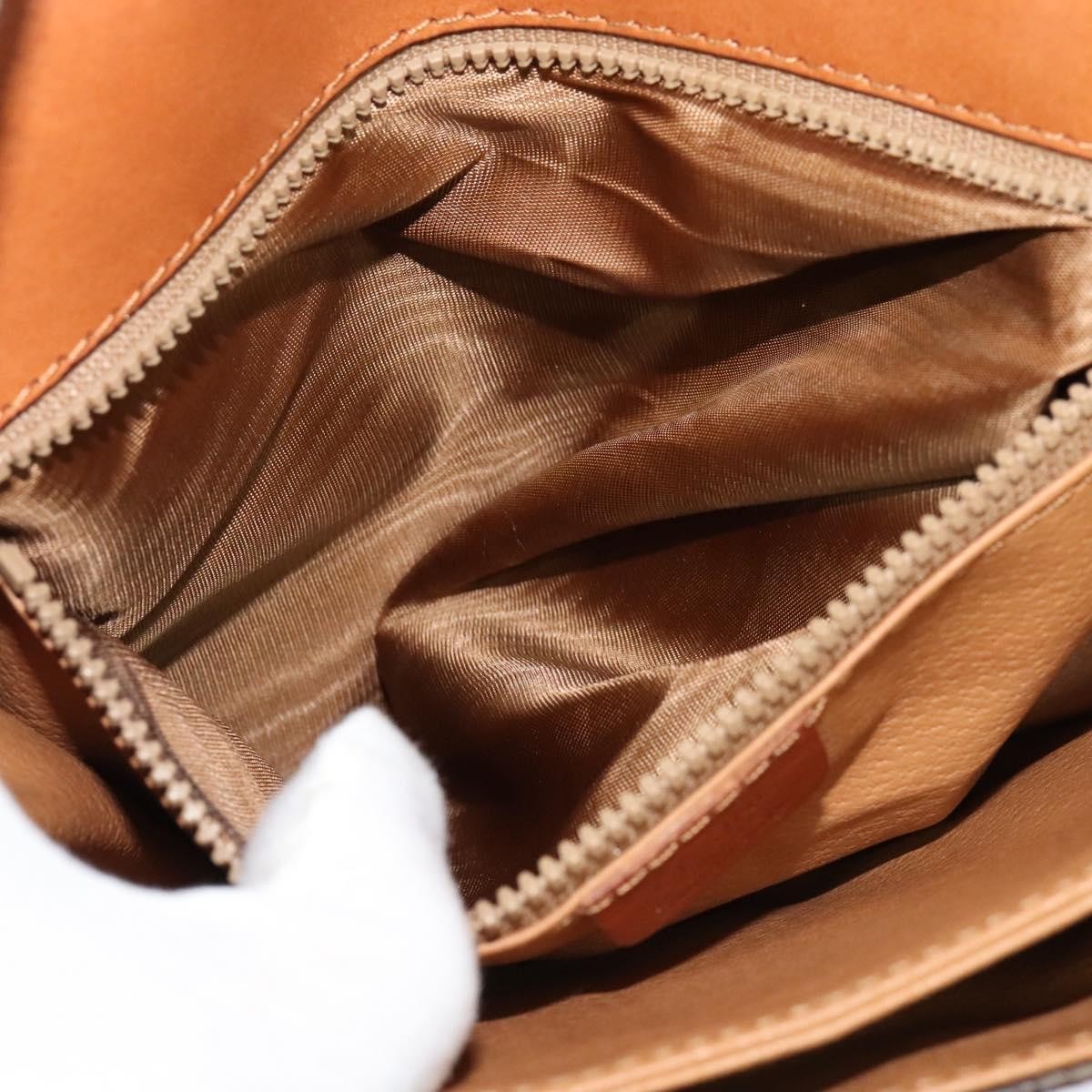 Celine Vintage Macadam Shoulder Bag Canvas and Leather, Brown, Canvas, Shoulder Bag