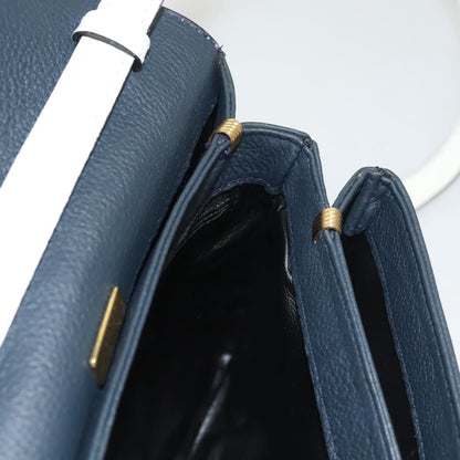 Bally Vintage Shoulder Bag Leather, Navy, Leather, Handbag