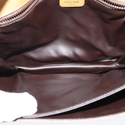 Celine Vintage Macadam Shoulder Bag Canvas and Leather, Beige, Canvas, Shoulder Bag