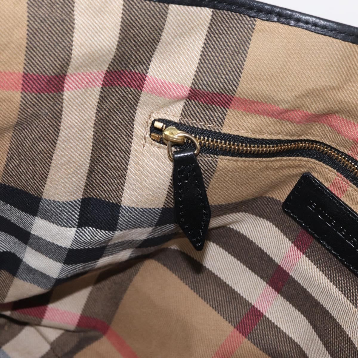 Burberry Vintage Tote Leather, BLACK, LEATHER, Tote bag