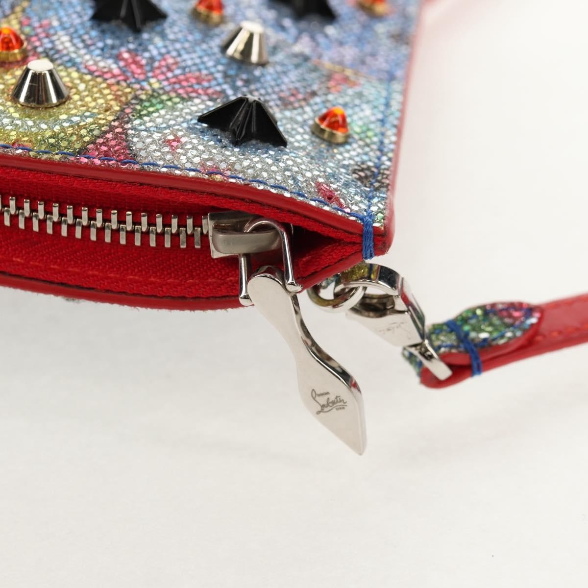Christian Louboutin Loubiclutch Spiked Printed Leather, RED, CANVAS, Shoulder bag