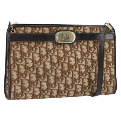 Christian Dior Vintage Trotter Shoulder Bag Canvas, BEIGE, CANVAS, Shoulder bag