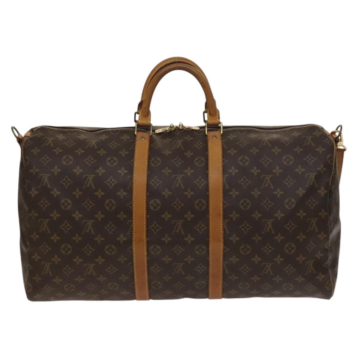 Louis Vuitton Keepall Bandouliere Bag Monogram Canvas, BROWN, CANVAS, Travel bag