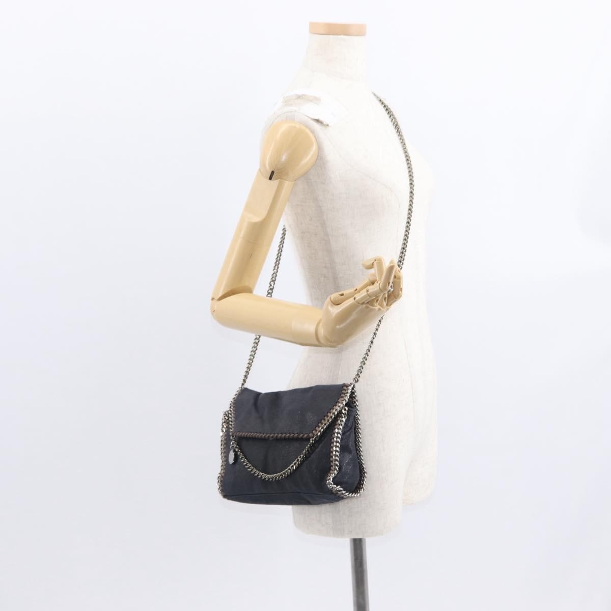 Stella McCartney Falabella Fold Over Crossbody Bag Shaggy Deer, NAVY, POLYESTER, Shoulder bag