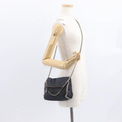 Stella McCartney Falabella Fold Over Crossbody Bag Shaggy Deer, NAVY, POLYESTER, Shoulder bag