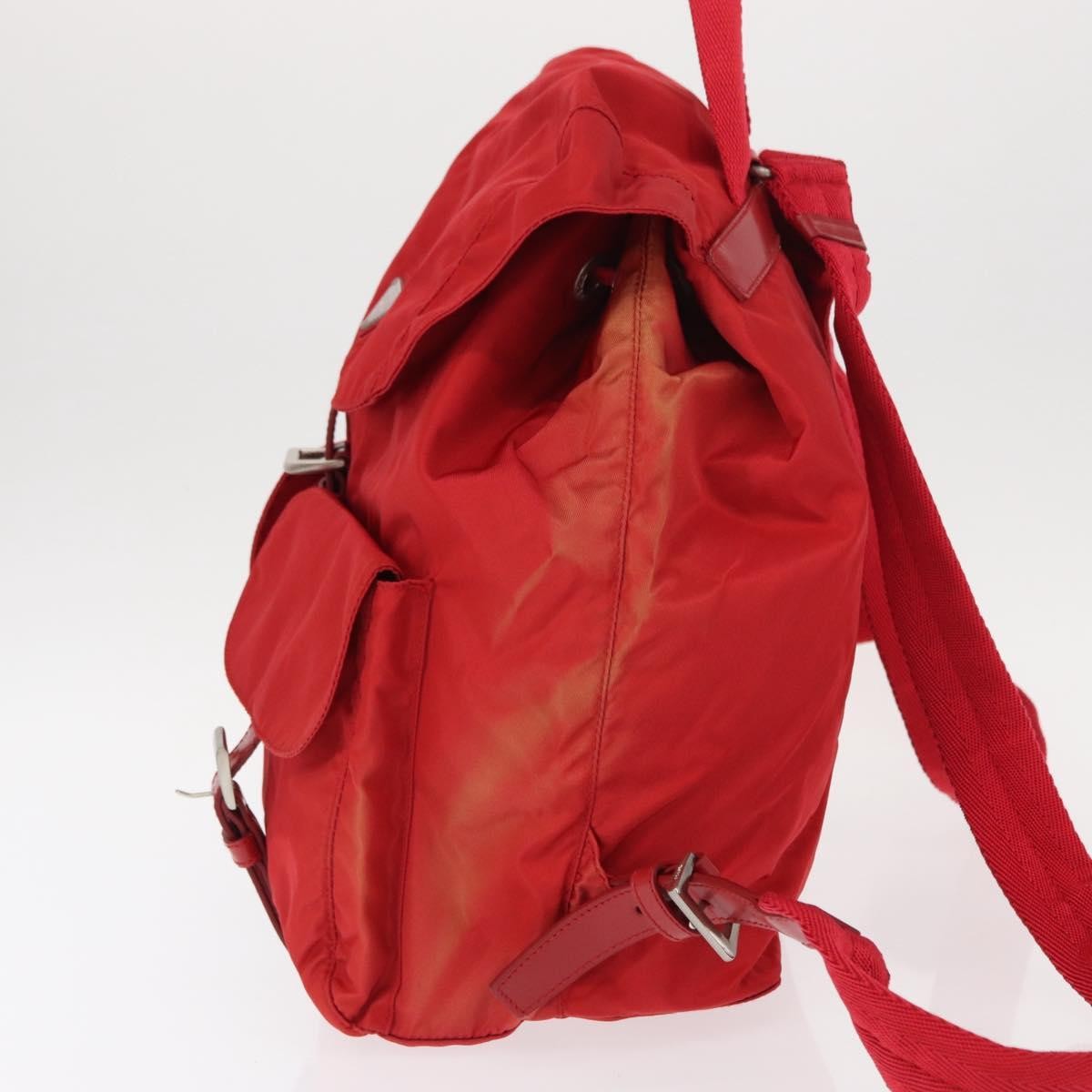 Prada Double Front Pocket Backpack Tessuto, Red, Nylon, Backpack