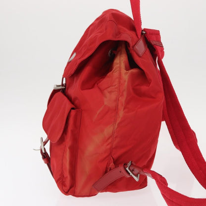 Prada Double Front Pocket Backpack Tessuto, Red, Nylon, Backpack
