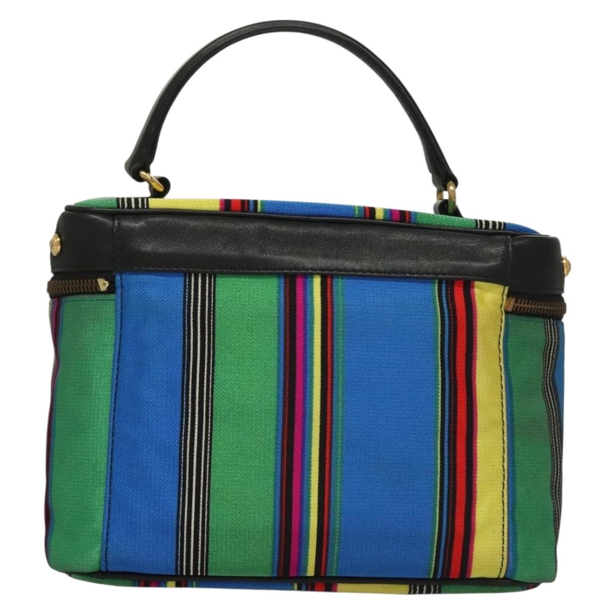 Versace Vanity Hand Bag Canvas and Leather, BLUE, CANVAS, Clutche & pouche