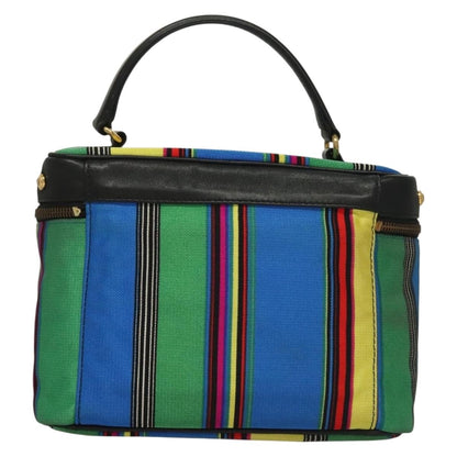 Versace Vanity Hand Bag Canvas and Leather, BLUE, CANVAS, Clutche & pouche