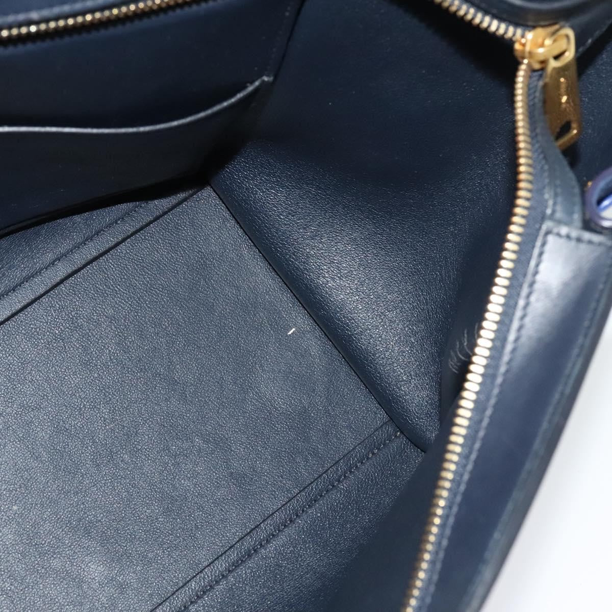 Celine Trapeze Bag Leather with Suede, NAVY, LEATHER, Handbag