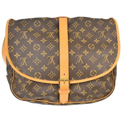 Louis Vuitton Saumur Handbag Monogram Canvas, Brown, Canvas, Shoulder Bag