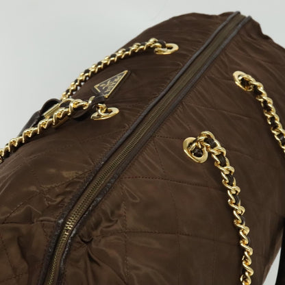 Prada Boston Bag Quilted tessuto, BROWN, NYLON, Travel bag