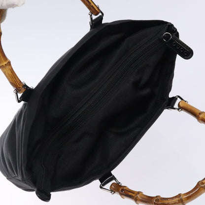 Gucci Vintage Bamboo Handle Tote Nylon, BLACK, NYLON, Tote bag