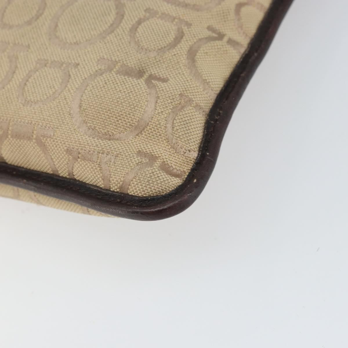 Salvatore Ferragamo Gancini Shoulder Bag Canvas, BEIGE, CANVAS, Shoulder bag